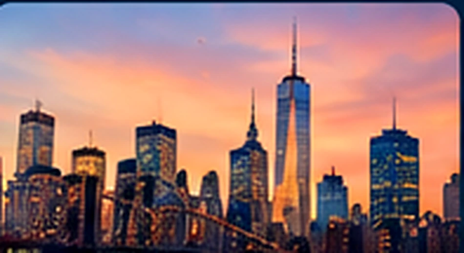 Horizonte urbano de Nova York ao entardecer